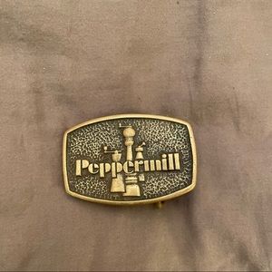 Vintage Brass Peppermill Belt Buckle- Made in USA